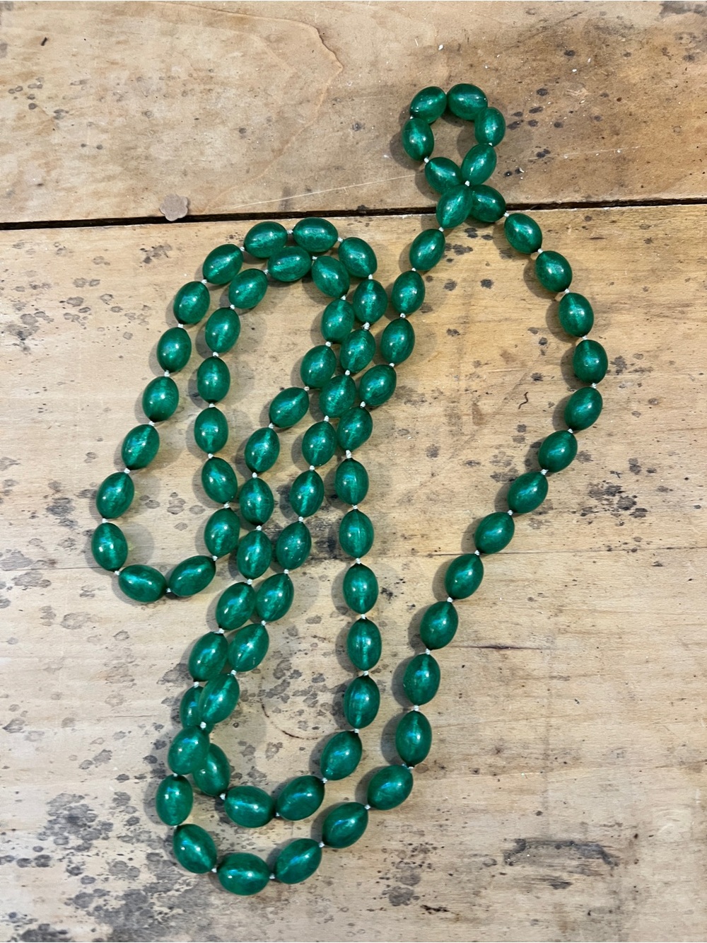 Vintage Green Lucite Beaded Necklace